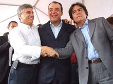 Prefeito Jorge Mario, Governador Srgio Cabral e Ministro Jos Temporo - Clique para ampliar - Foto: Portal Ter
