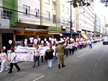 Caminhada contra o cncer de mama reuniu centenas de pessoas pelas ruas da cidade - Foto: Roberto Ferreira  