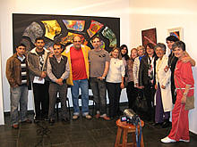 Secretrio de Cultura Wanderley Peres, Subsecretrio Ronaldo Fialho e os artistas participantes - Foto: Cludio Furtado