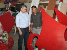 Prefeito Jorge Mario e Secretário de Cultura Wanderley Peres vistoriam o trabalho realizado no Galpão da Cultura - Foto: Marco Esteves