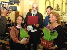 Maestro Francisco Fernandes Filho, Secretário de Cultura Wanderley Peres, Musicista Célia Seabra e Professora Sandra Pimentel: homenagens - Foto: Marco Esteves