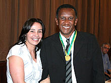Primeira-dama Claudia Sedlacek e o cinegrafista Jorge Maravilha - Foto: Marco Esteves