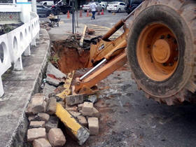 Construção de nova caixa para captação de água da chuva na Rua Manuel Madruga, na Várzea - foto: PMT