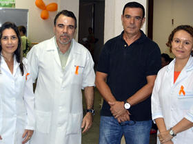 Dermatologista Márcia Cristina Ferreira, diretor médico Delfim Fontes Moreira, diretor administrativo Roberto Bosi e enfermeira Roberta Costa - Foto: AsCom PMT